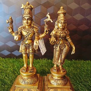 Brass Sivan Parvanthi Standing Idol / Pure & Antique