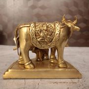 Pure Brass Kamadhenu With Lakshmi Ganesha Design 4″