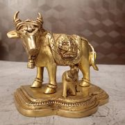 Pure Brass Kamadhenu With Lakshmi Ganesha Design 4″