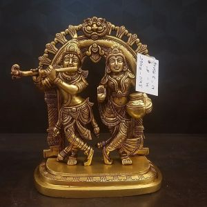 Brass Radha Krishna Idol 8″ / Pure & Antique