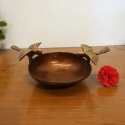 Brass Bird Bowl Uruli With Brown Color / Pure & Antique