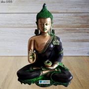 Brass Meditating Color Buddha 15.5″ / Pure & Antique