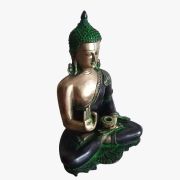 Brass Meditating Color Buddha 15.5″ / Pure & Antique