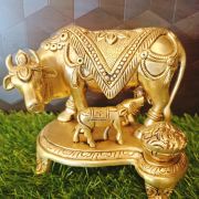 Buy Brass Cow And Calf With Milk Pot Idol / Pure & Antique 6″