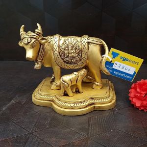 Pure Brass Kamadhenu With Lakshmi Ganesha Design 4″