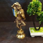 Brass Decor Lady With Mirror Idol / Pure And Antique