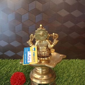 Brass Five Face Ganesha Diya Lamp / Pure & Antique 7″