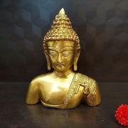 Brass Buddha Head Large Base Idol 9.5″ / Pure & Antique