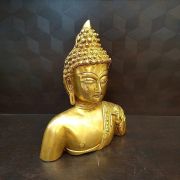 Brass Buddha Head Large Base Idol 9.5″ / Pure & Antique