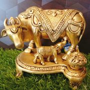 Brass Cow And Calf With  Milk Pot 6″ / Pure & Antique