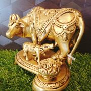 Brass Cow And Calf With  Milk Pot 6″ / Pure & Antique