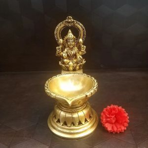 Brass Lakshmi With Diya Idol / Pure & antique 7″