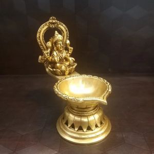 Brass Lakshmi With Diya Idol / Pure & antique 7″