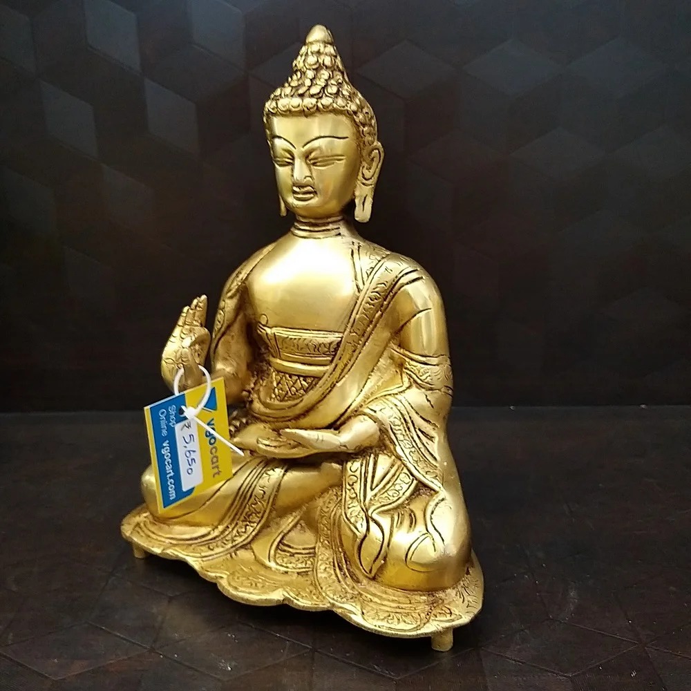 Brass Buddha Idol 9.5″ / Pure & Antique