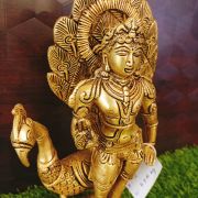 Brass Murugan With Peacoke Statue / Pure & Antique