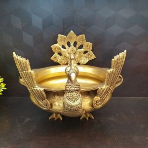 Brass Peacock Uruli / Pure & Antique 8.5″