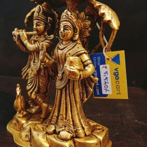 Pure Brass Radha Krishna Statue 7″ / Pure & Antique