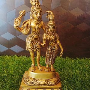 Brass Lord Shiva Parvati Statue 9″ / Pure & Antique