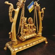 Pure Brass Radha Krishna Sitting On Swing / Pure & Antique 10″