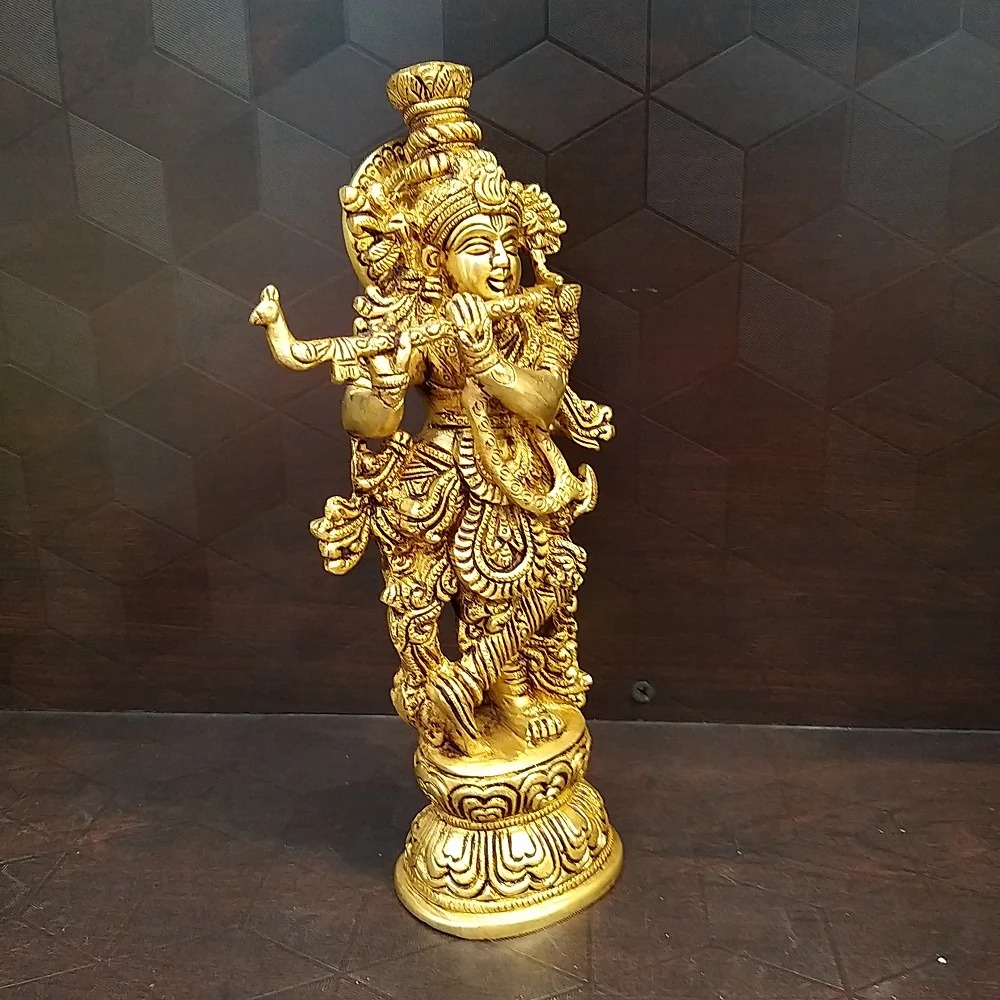 Brass Superfine Lord Krishna Statue / Pure & Antique