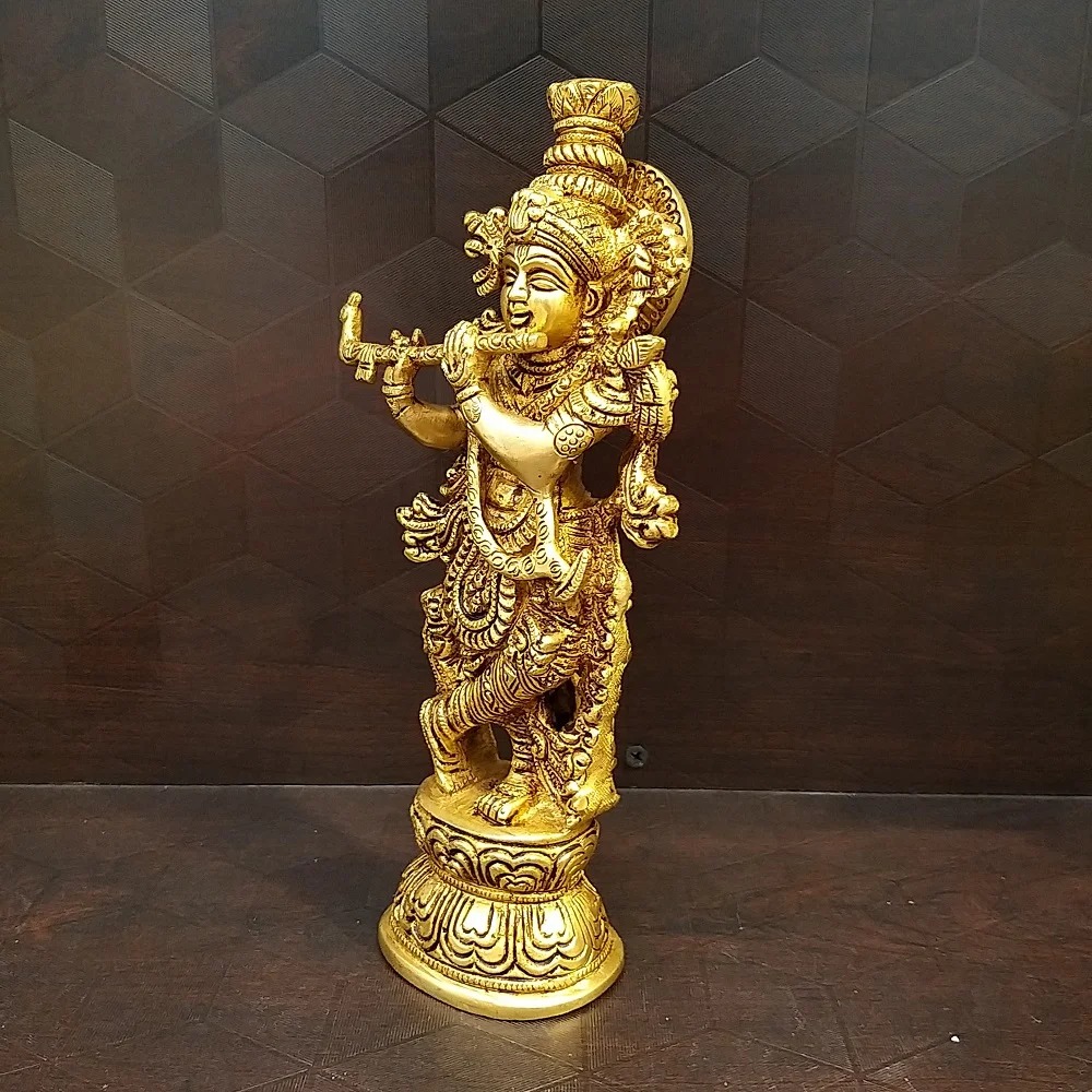 Brass Superfine Lord Krishna Statue / Pure & Antique