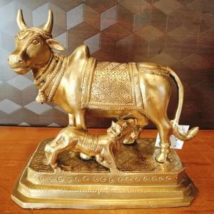 Pure Bronze Cow And Calf Idol / Pure & Antique