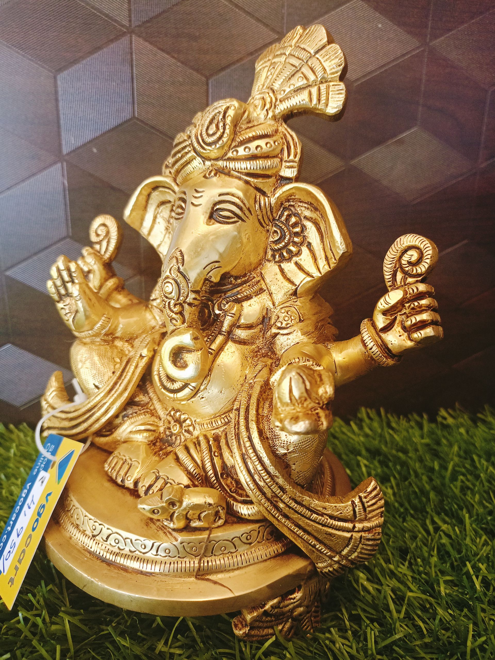 Brass Pagadi Ganesha Idol , Pure & Antique 7.5″