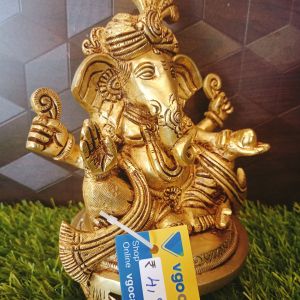 Brass Pagadi Ganesha Idol , Pure & Antique 7.5″