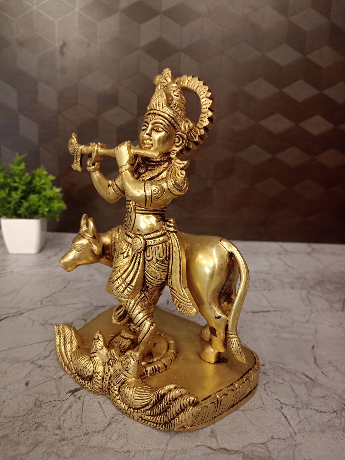 brass cow krishna idol pooja gift vgocart coimbatore india2 scaled