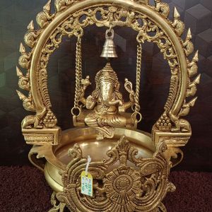 Brass Swing Ganesha Uruli / Home Decor 19″