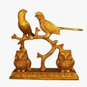 Brass Owls & Birds On Tree / Decor & Showpiece 8.5″