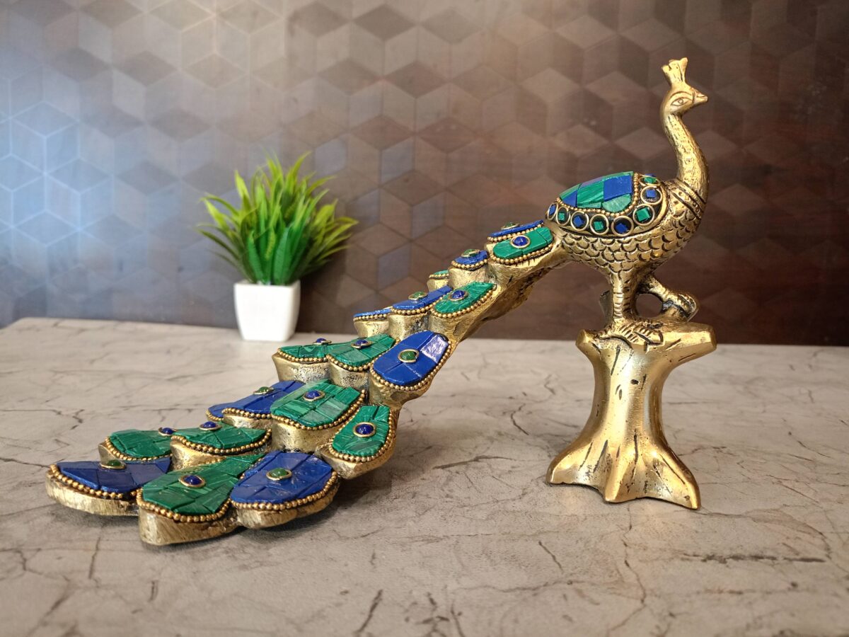 brass stone peacock idol pooja gift vgocart coimbatore india scaled