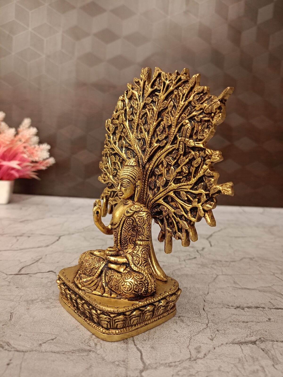Brass Buddha Under Tree 6.5" - Image 4