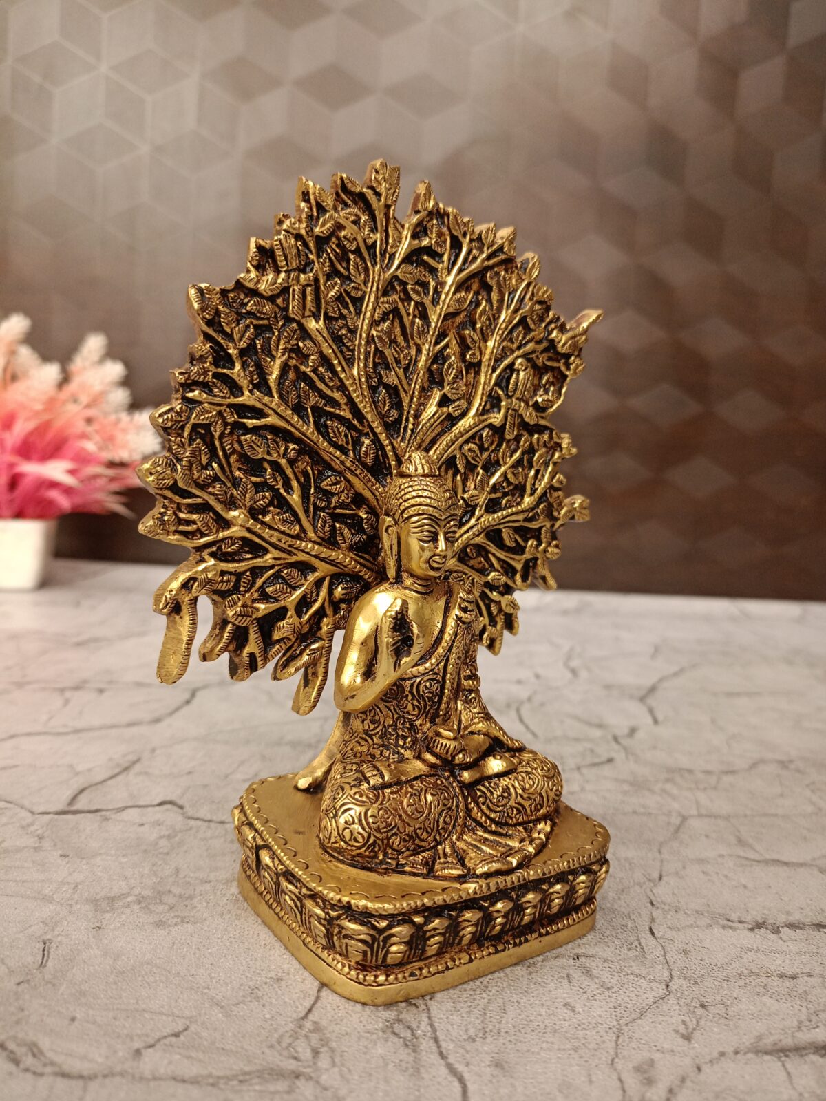 Brass Buddha Under Tree 6.5" - Image 3