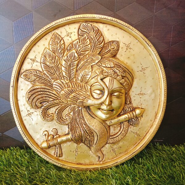 Brass Peacock Krishna