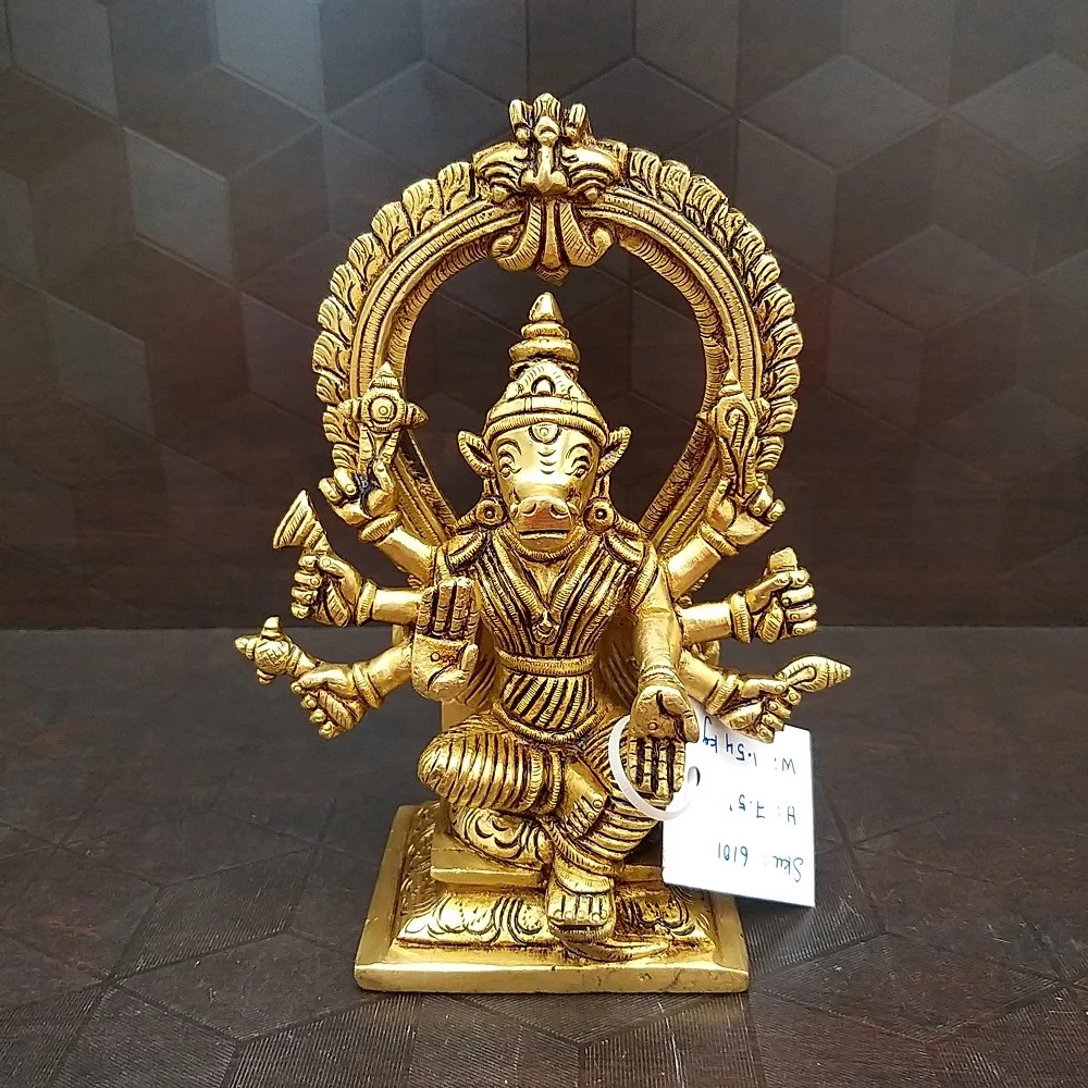 Brass Varahi Amman With Arch , Pure & Antique 7.5″