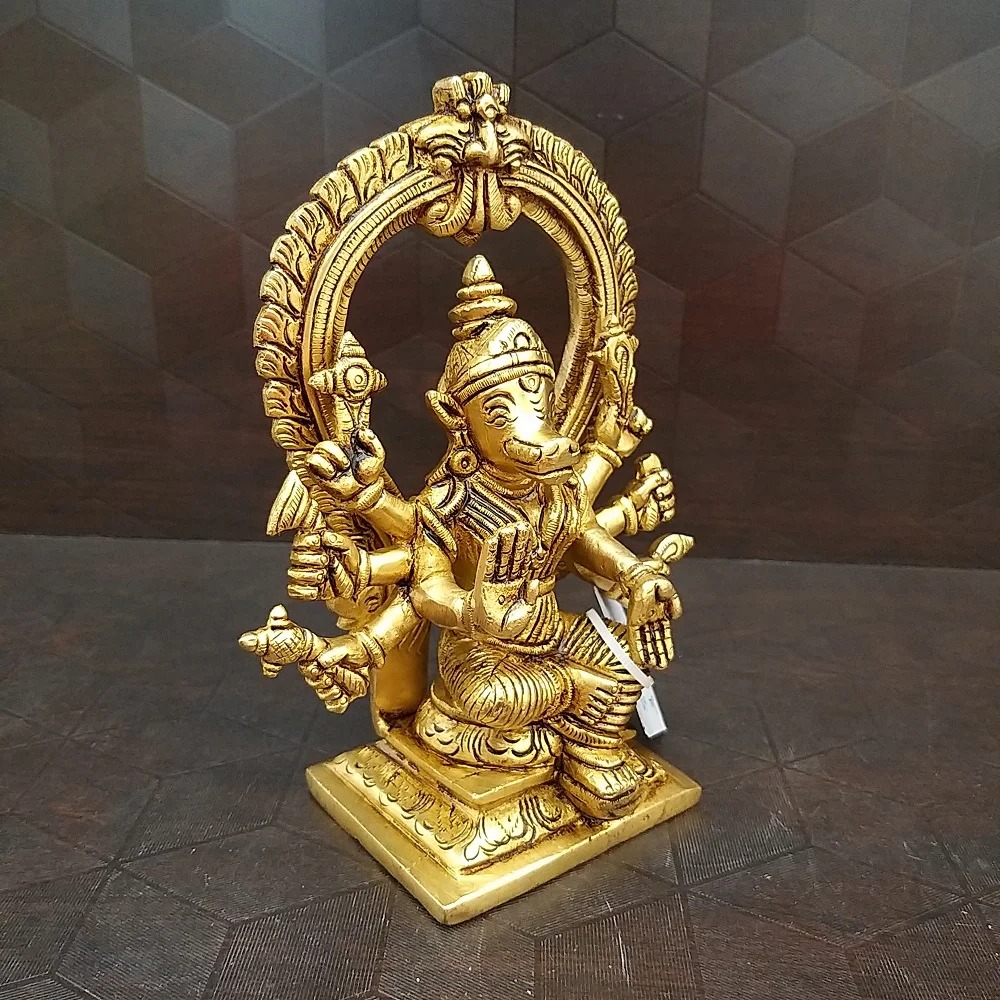 Brass Varahi Amman With Arch , Pure & Antique 7.5″