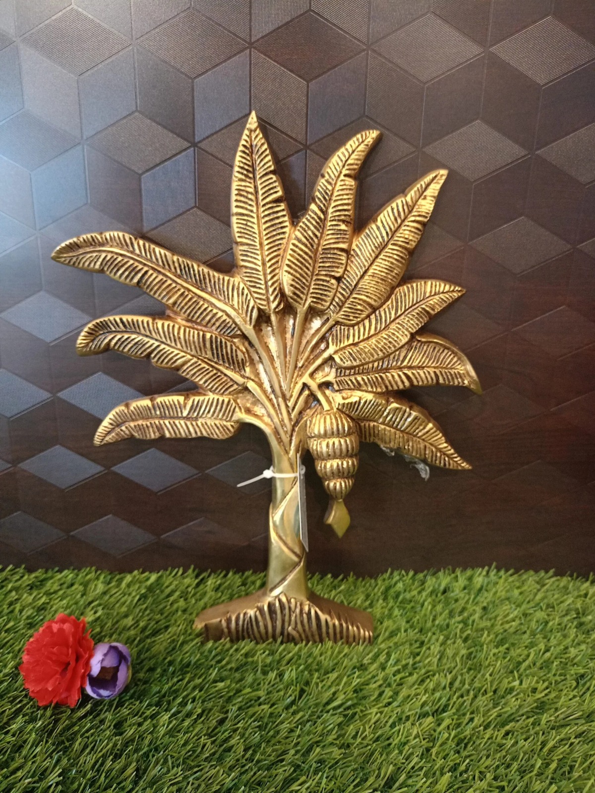 Brass Banana Tree Idol , Pure & Antique 12″