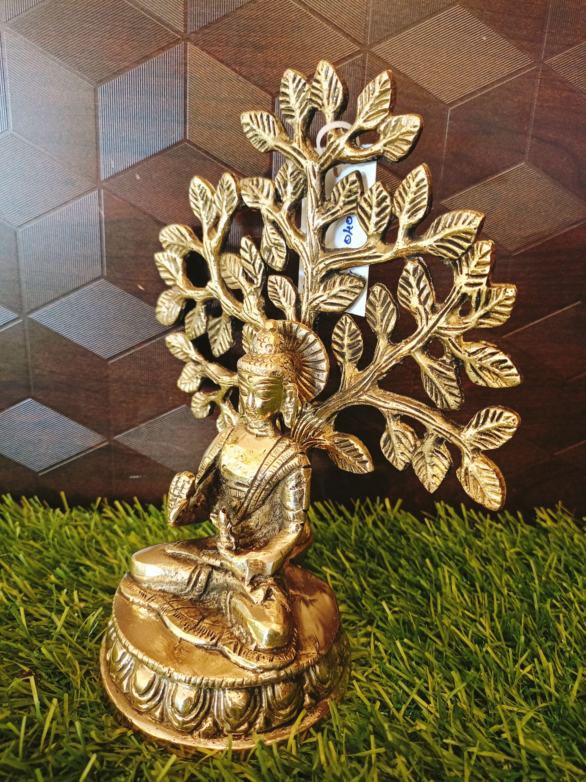 Brass Buddha With Tree Statue 7″