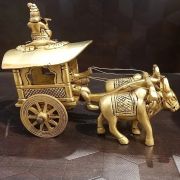 Brass Bullock Cart With Krishna idol 6″