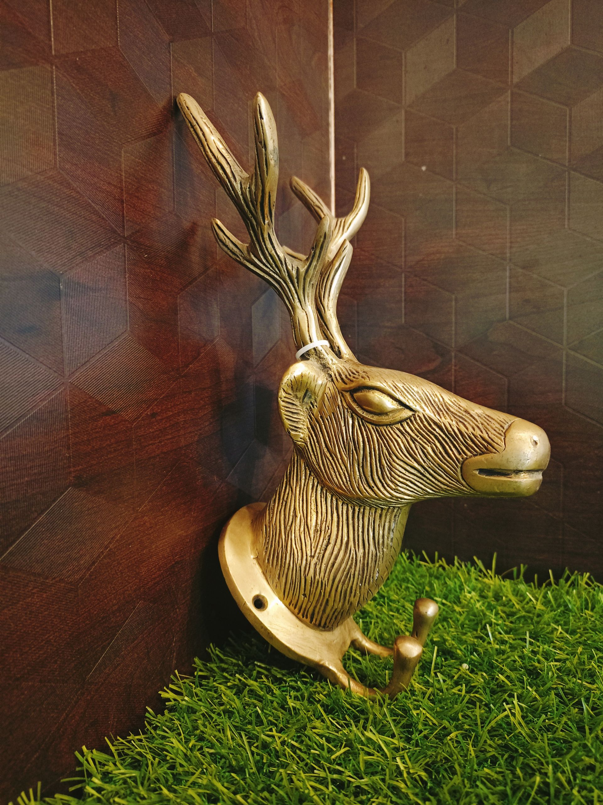 Brass Deer Face Wall Mount 8″