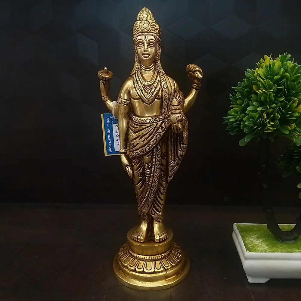 Brass Lord Dhanvantri Big Idol 12″ , Pure & Antique