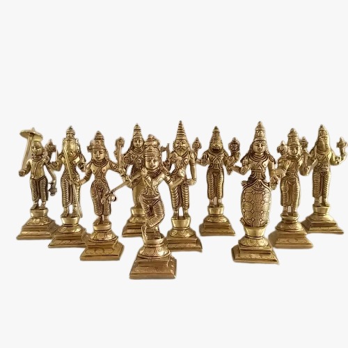 Brass Dhasavatharam Idol Set 6.5″