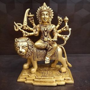 Brass Durgai Amman Golden Finish , Pure & Antique  8″