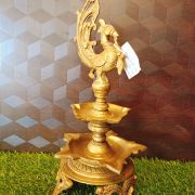 Brass Two Layer Peacock Diya , Pure & Antique 16″