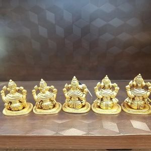 Brass Ganesha Musical set Idol 4″ / Pure & Antique