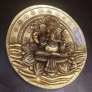 Brass Ganesha Wall Mount Round Shap 10″