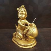 Brass Baby Krishnar With Butter Pot 7″