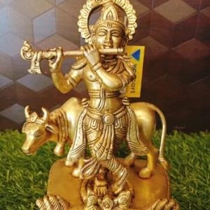 pure-brass-krishna-cow-idol-vgocart-coimbatore-home-decor-pooja-gift-india