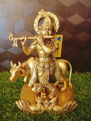 pure-brass-krishna-cow-idol-vgocart-coimbatore-home-decor-pooja-gift-india